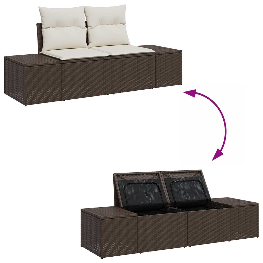 vidaXL Σετ Καναπέ Κήπου 4 pcs Καφέ, Κρέμα Πολυ rattan, βαμμένο ατσάλι