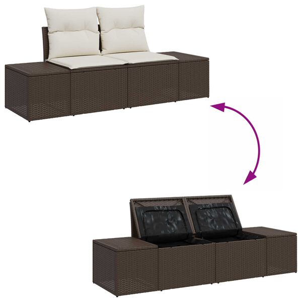 vidaXL Σετ Καναπέ Κήπου 4 pcs Καφέ, Κρέμα Πολυ rattan, βαμμένο ατσάλι