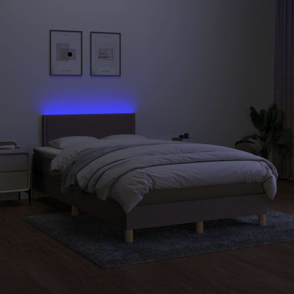 vidaXL &Kappa;&rho;&epsilon;&beta;ά&tau;&iota; Boxspring &mu;&epsilon; &Sigma;&tau;&rho;ώ&mu;&alpha; & LED Taupe 120x200 &epsilon;&kappa;. &Upsilon;&phi;&alpha;&sigma;&mu;ά&tau;&iota;&nu;&omicron;
