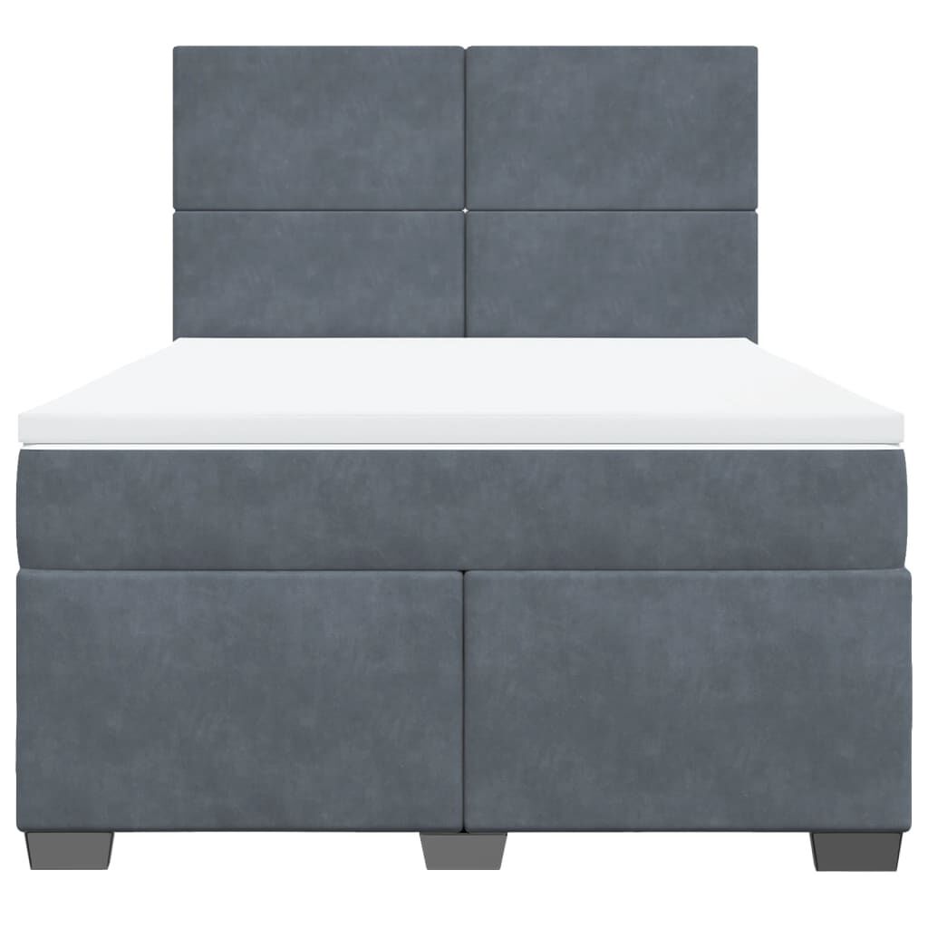 vidaXL Κρεβάτι Boxspring με Στρώμα Σκούρο Γκρι 160x200 εκ. Βελούδινο