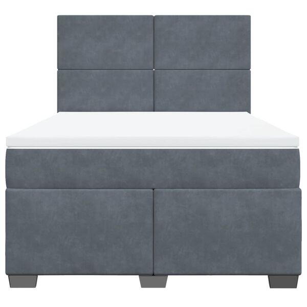 vidaXL Κρεβάτι Boxspring με Στρώμα Σκούρο Γκρι 160x200 εκ. Βελούδινο