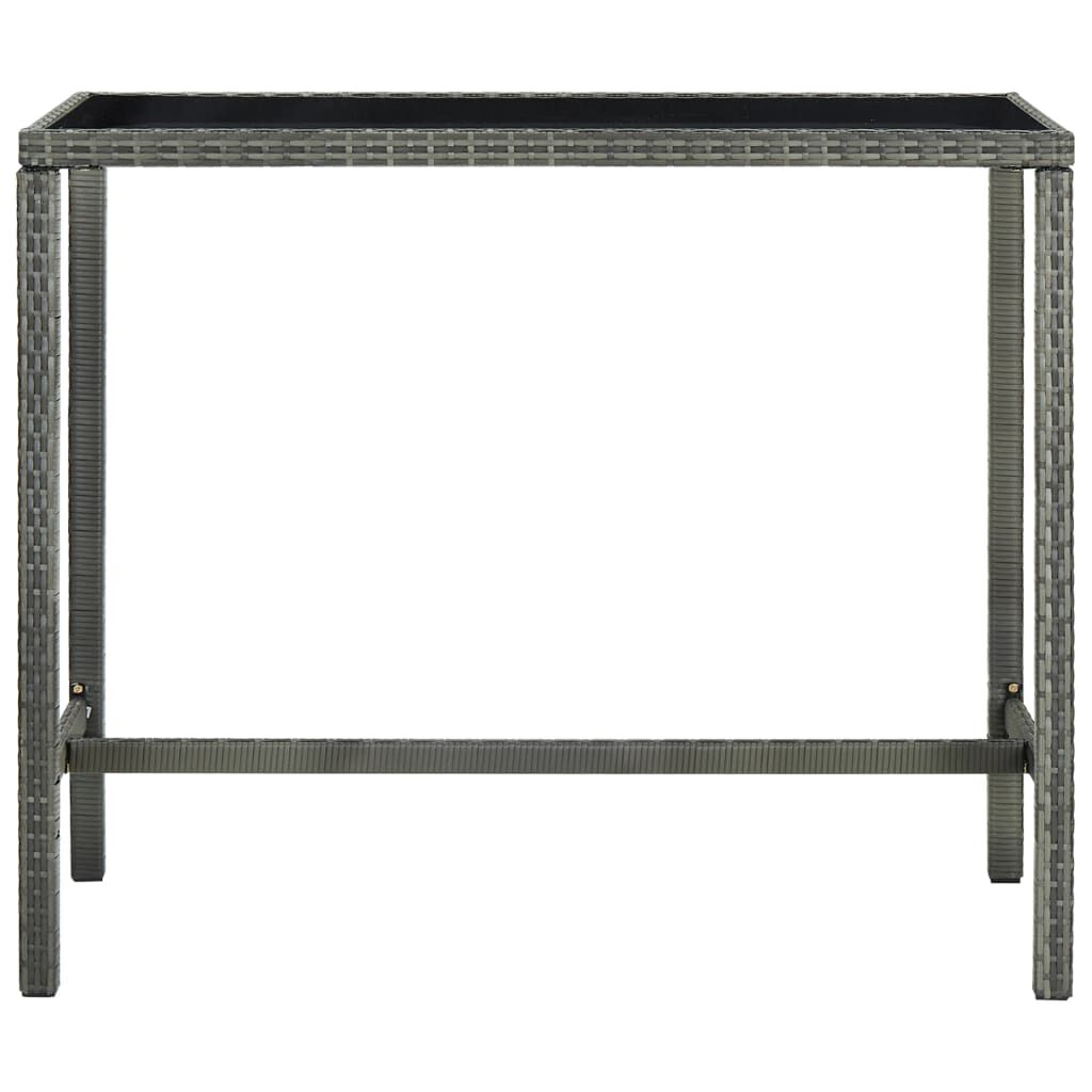 vidaXL Τραπέζι Μπαρ Κήπου Γκρι 130x60x110 εκ. Συνθετικό Ρατάν/Γυαλί