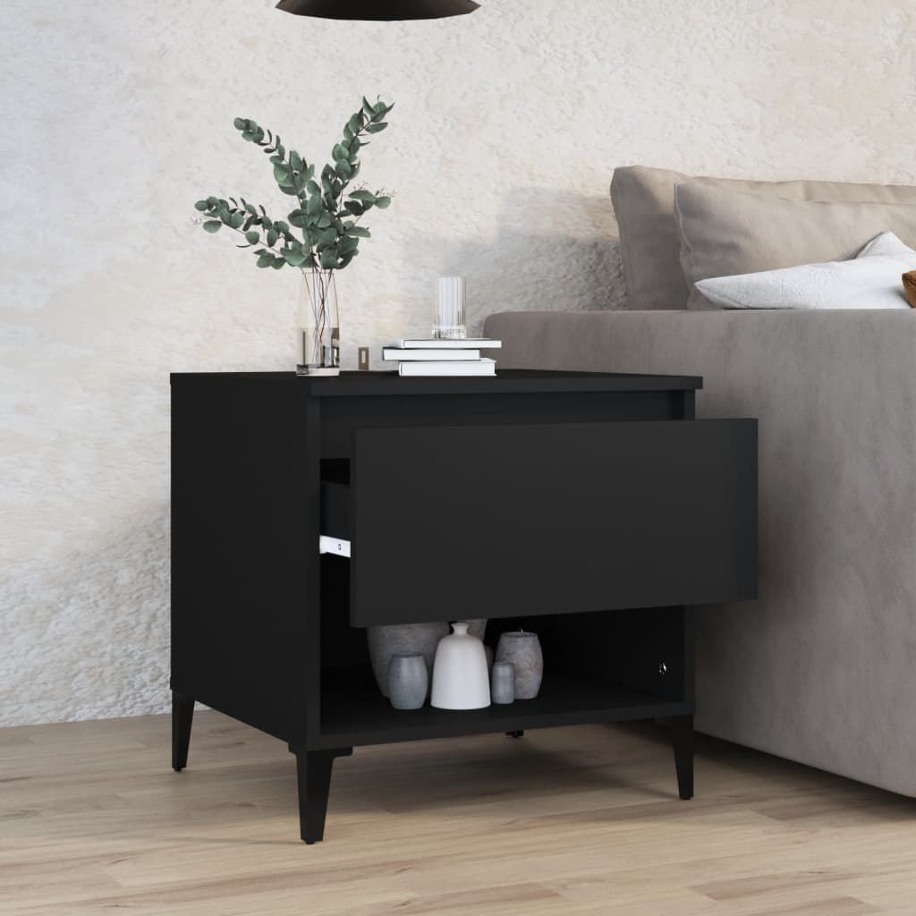 vidaXL Βοηθητικό Τραπέζι Μαύρο 50x46x50 εκ. από Επεξεργασμένο Ξύλο