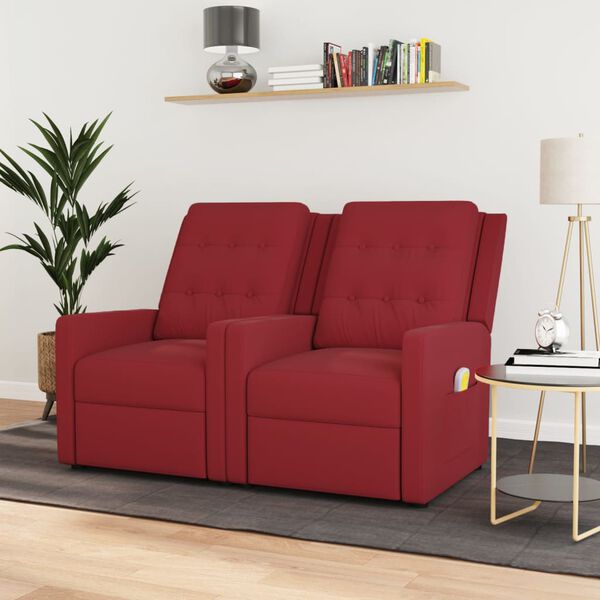 vidaXL Πολυθρόνα Μασάζ Διθέσια Ανακλινόμενη Μπορντό Υφασμάτινη