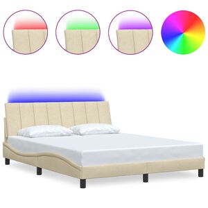 vidaXL Σκελετός Κρεβατιού Χωρίς Στρώμα Hanko Κρεμ 160x200 εκ. Υφασμάτινο