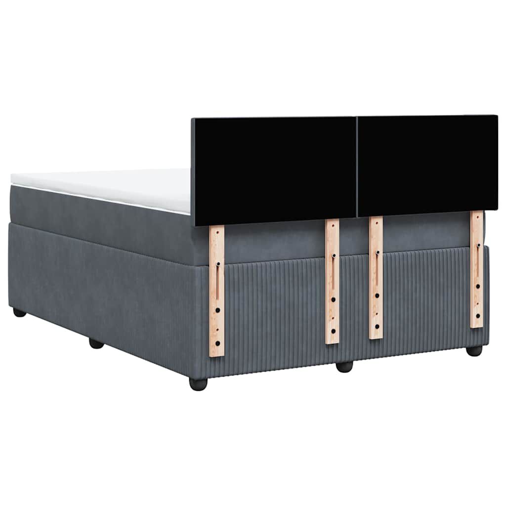 vidaXL Κρεβάτι Boxspring με Στρώμα Σκούρο Γκρι 140x190 εκ. Βελούδινο