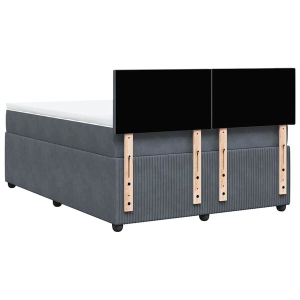 vidaXL Κρεβάτι Boxspring με Στρώμα Σκούρο Γκρι 140x190 εκ. Βελούδινο