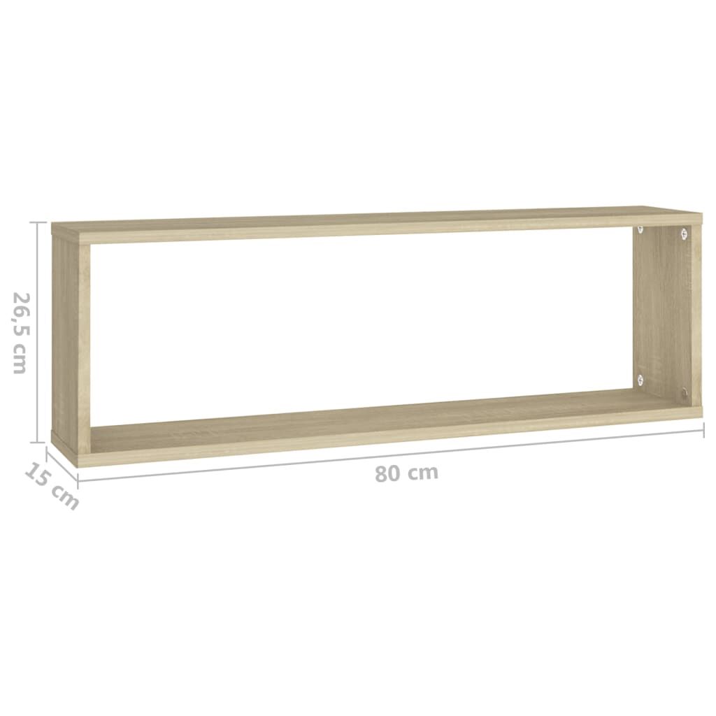 vidaXL Ράφια Κύβοι Τοίχου 2 τεμ. Sonoma Δρυς 80x15x26,5εκ. Επεξ. Ξύλο