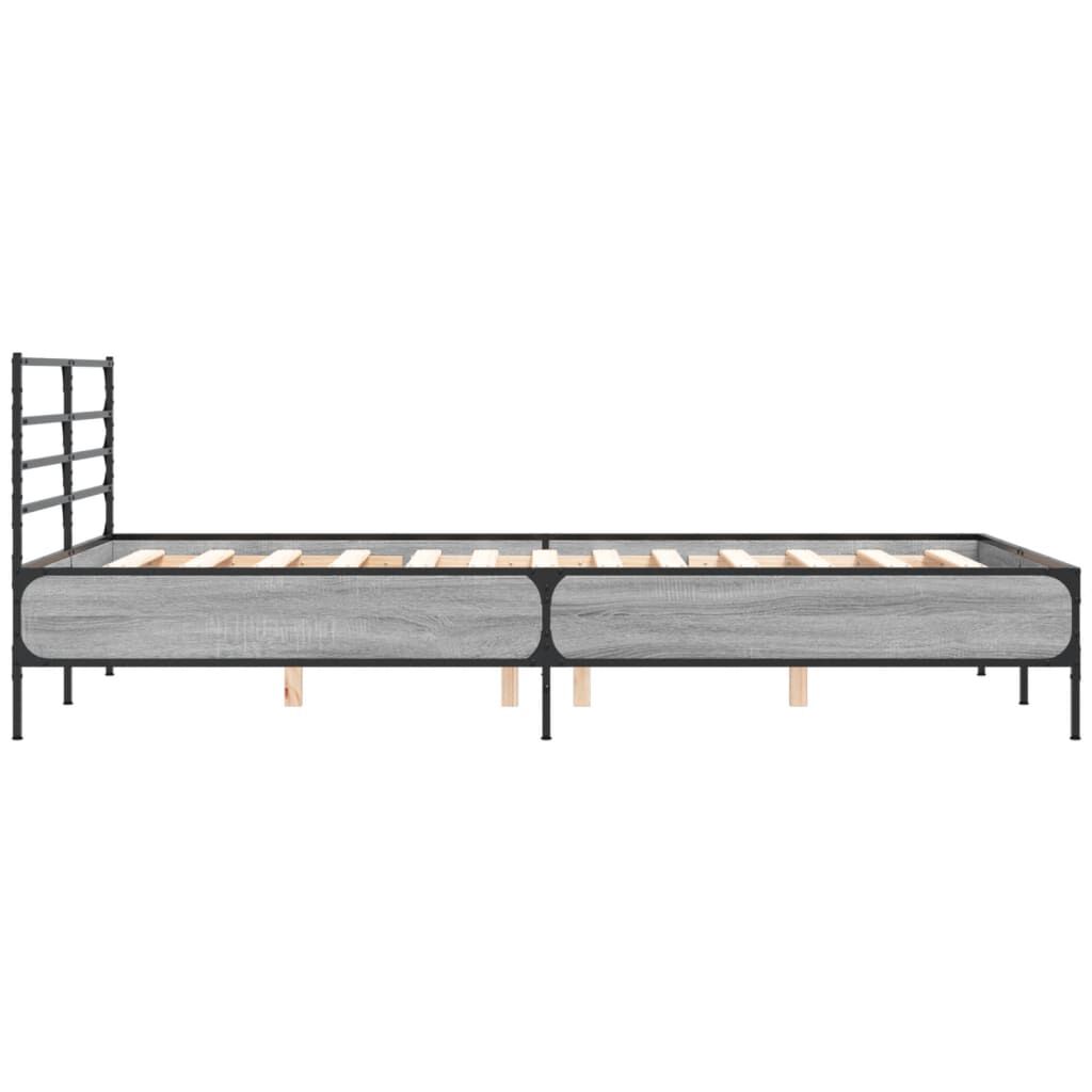 vidaXL Πλαίσιο Κρεβατιού Γκρι Sonoma 140x200 εκ. Επεξ. Ξύλο & Μέταλλο
