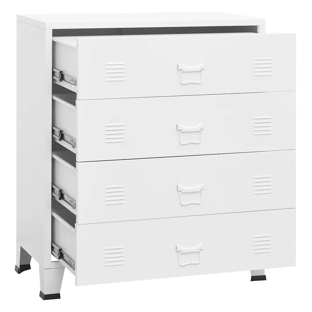 vidaXL Συρταριέρα Βιομηχανική Λευκή 78 x 40 x 93 εκ. Μεταλλική