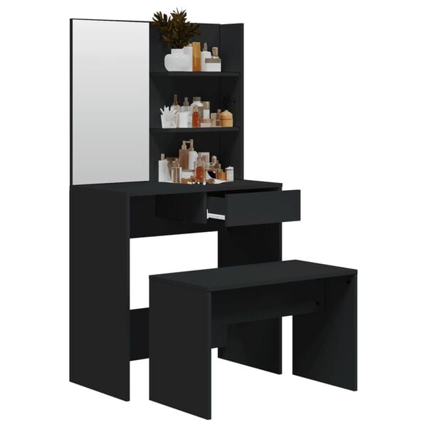 vidaXL Μπουντουάρ Σετ Μαύρο 74,5 x 40 x 141 εκ.