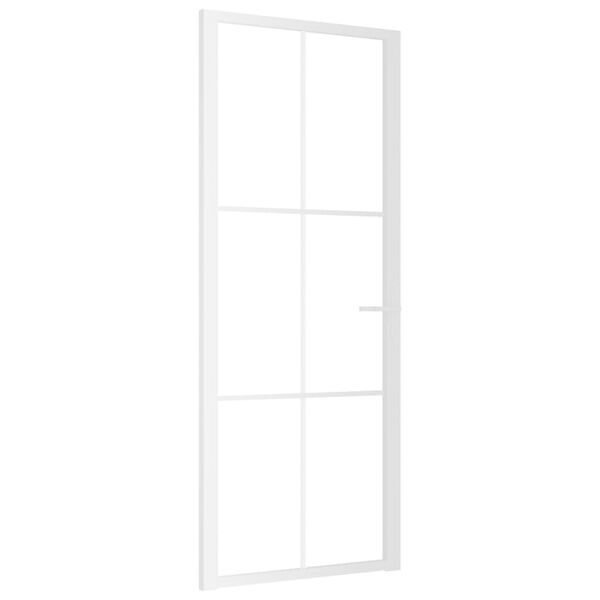 vidaXL Εσωτερική Πόρτα 83x201,5 εκ. Λευκό ESG Γυαλί και Αλουμίνιο