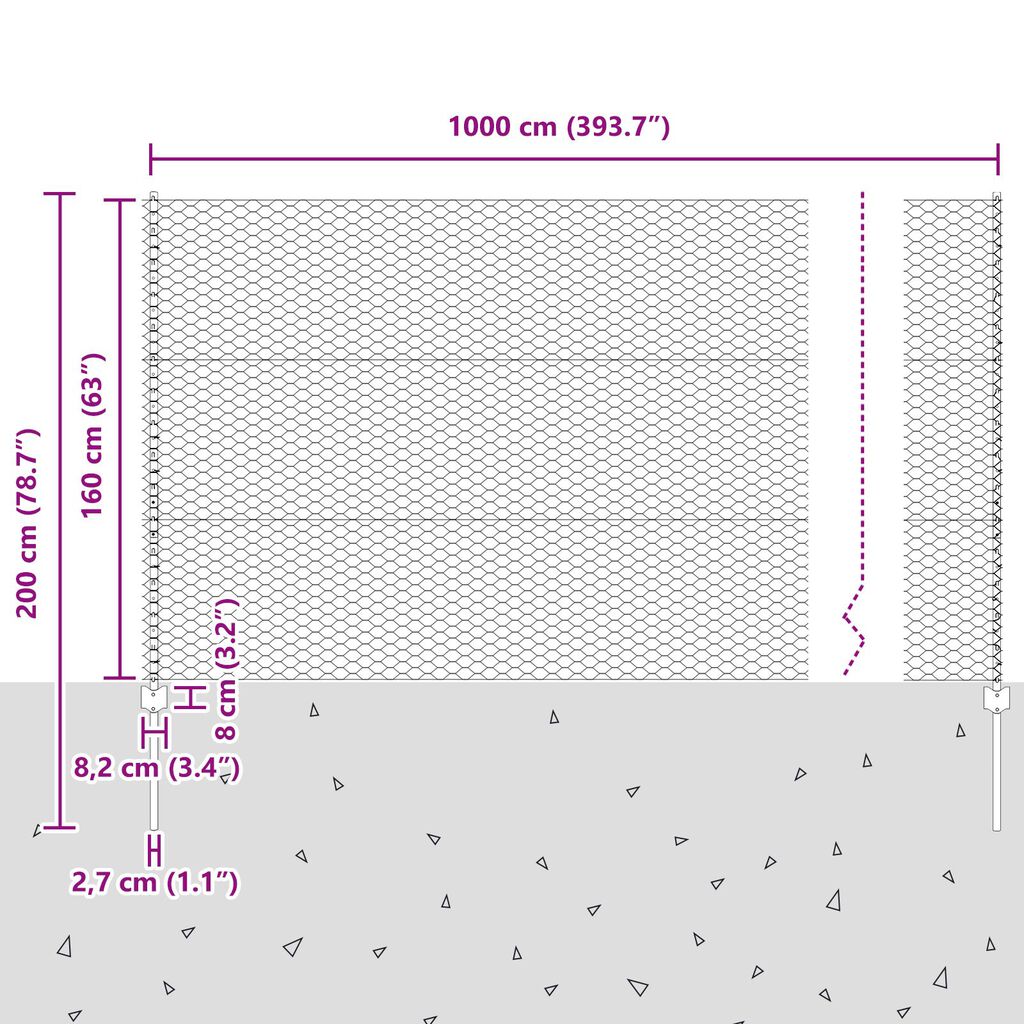 vidaXL Στηρίγματα Φράκτη 10 τμχ U-Channel 160 εκ Γαλβανισμένο Ατσάλι