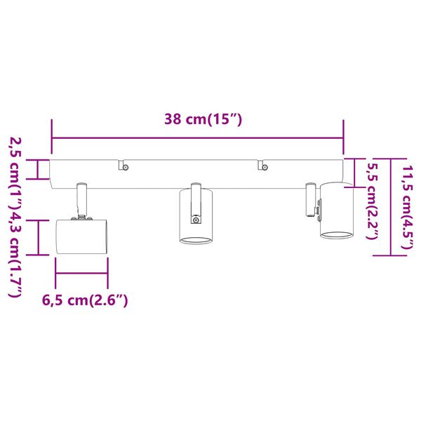 vidaXL Σποτ οροφής Λευκό 38 x 6.5 x 11.5 εκ Ατσάλι