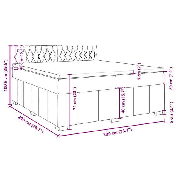 vidaXL Κρεβάτι Boxspring με Στρώμα Σκούρο Καφέ 200x200 εκ. Υφασμάτινο