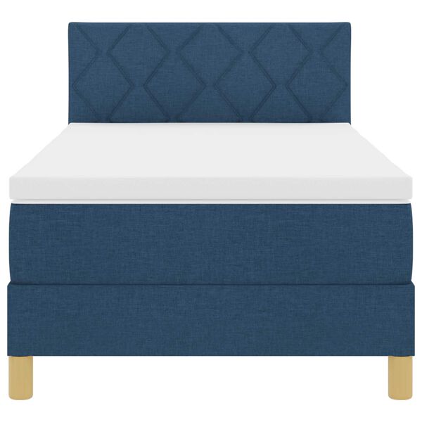 vidaXL Box Spring Bed με Στρώμα & LED Μπλε 100x200 εκ. Ύφασμα