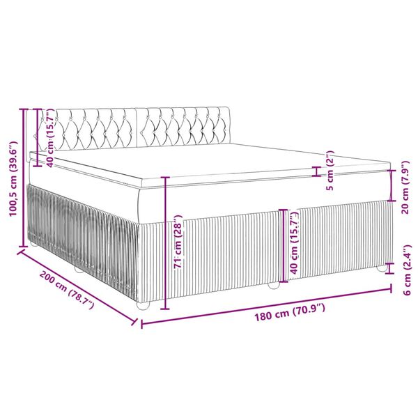 vidaXL Κρεβάτι Boxspring με Στρώμα Μαύρο 180x200 εκ. Βελούδινο