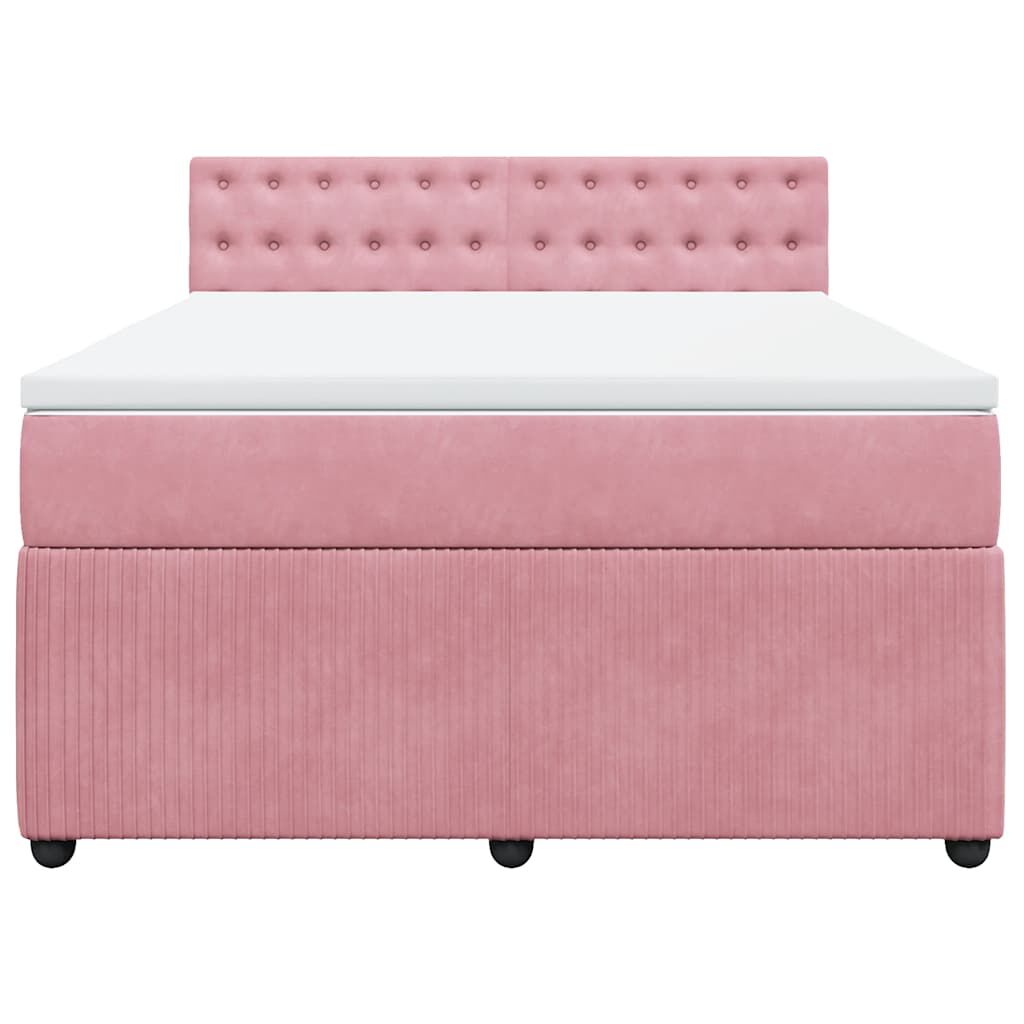 vidaXL Κρεβάτι Boxspring με Στρώμα Ροζ 160x200 εκ. Βελούδινο