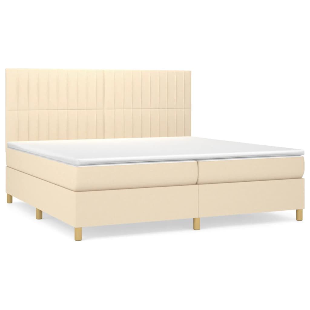 vidaXL Κρεβάτι Boxspring με Στρώμα Κρεμ 200x200 εκ. Υφασμάτινο
