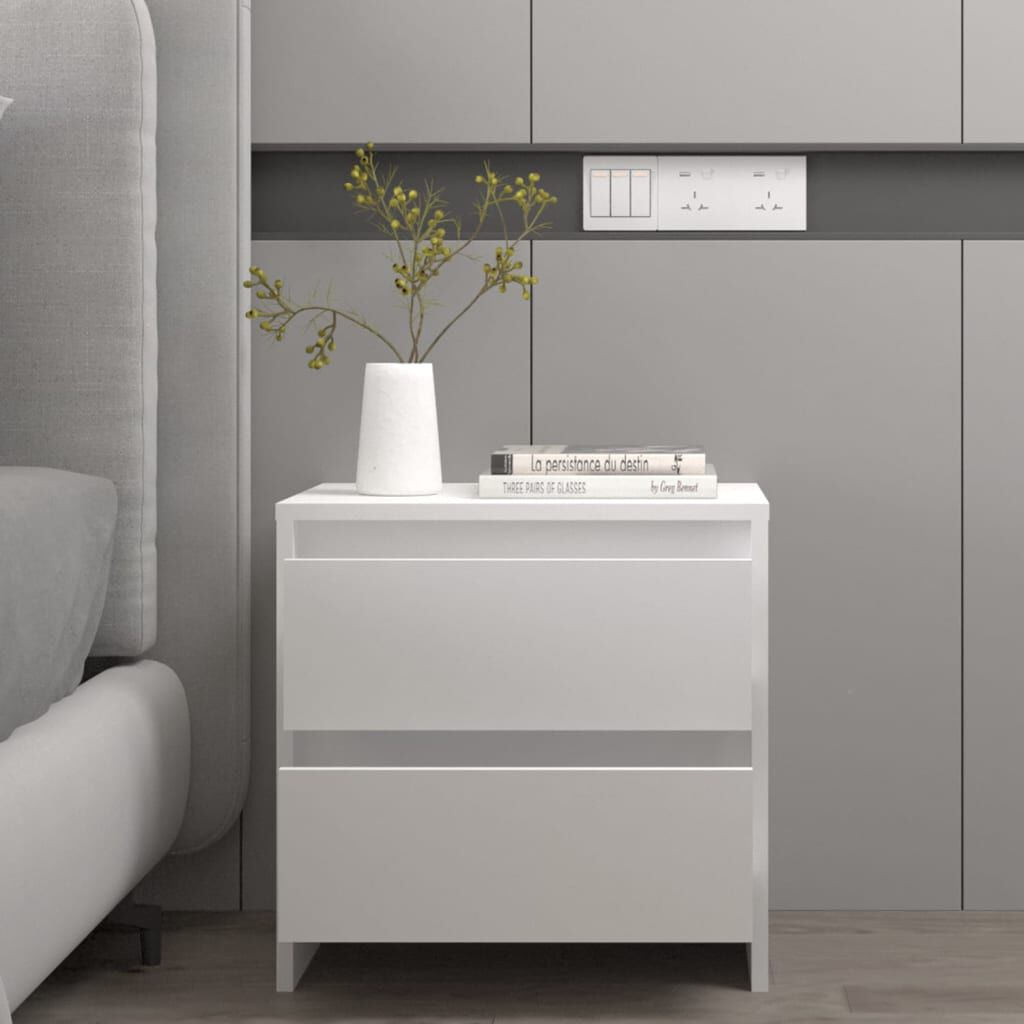 vidaXL Κομοδίνα 2 τεμ. Λευκά 45 x 34,5 x 44,5 εκ. από Επεξ. Ξύλο