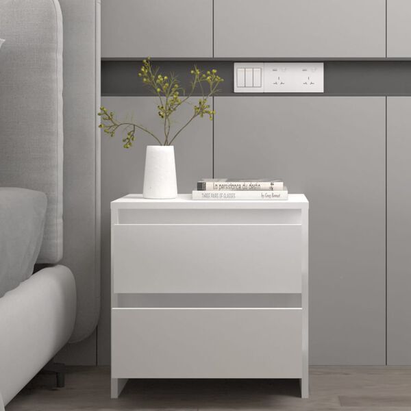 vidaXL Κομοδίνα 2 τεμ. Λευκά 45 x 34,5 x 44,5 εκ. από Επεξ. Ξύλο