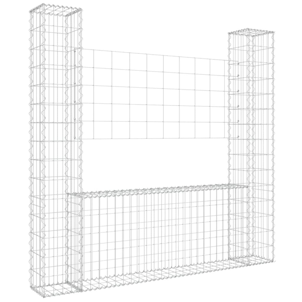 vidaXL Συρματοκιβώτιο σε U Σχήμα με 2 Στύλους 140x20x150 εκ. Σιδερένιο