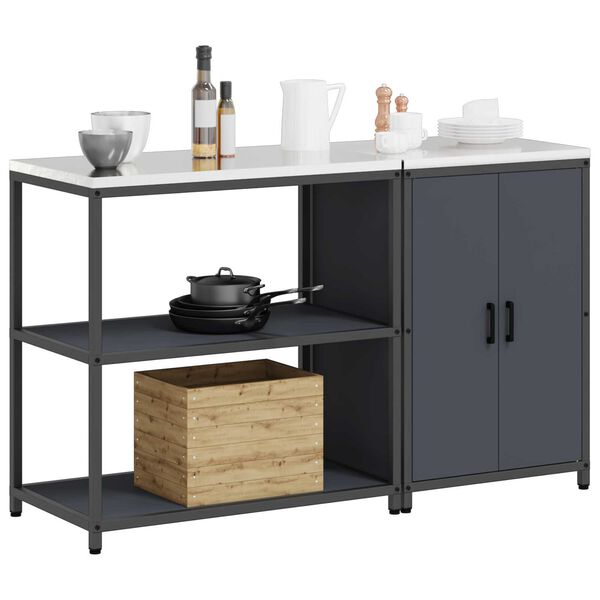 vidaXL Σετ Αποθήκευσης Κουζίνας 2 pcs Ανθρακί 150 x 50 x 92 εκ.