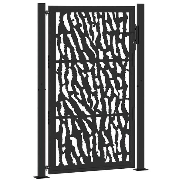 vidaXL Πύλη κήπου Μαύρη 105x155 cm Ατσάλινη σχεδίαση ίχνους