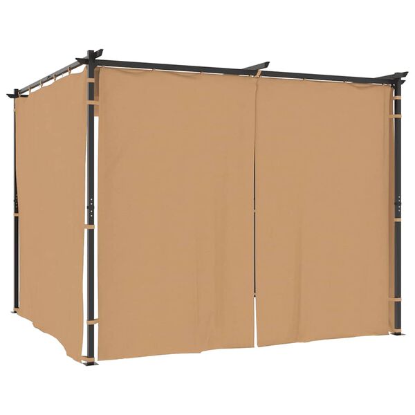 vidaXL Κιόσκι με Κουρτίνες Taupe 3 x 3 μ. Ατσάλινο