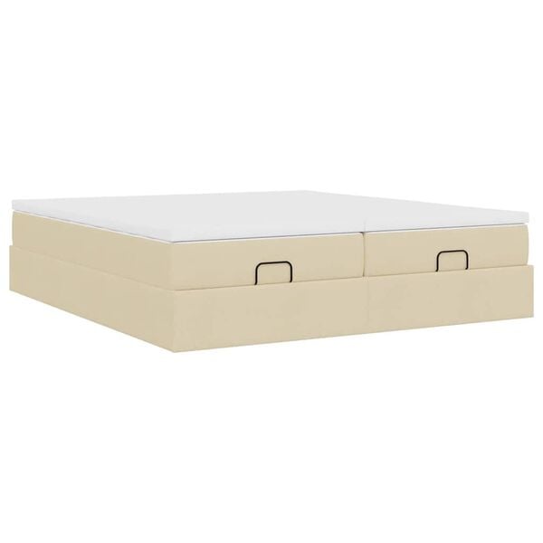 vidaXL Οθωμανικό Κρεβάτι με Στρώματα Κρέμα 200x200cm Ύφασμα