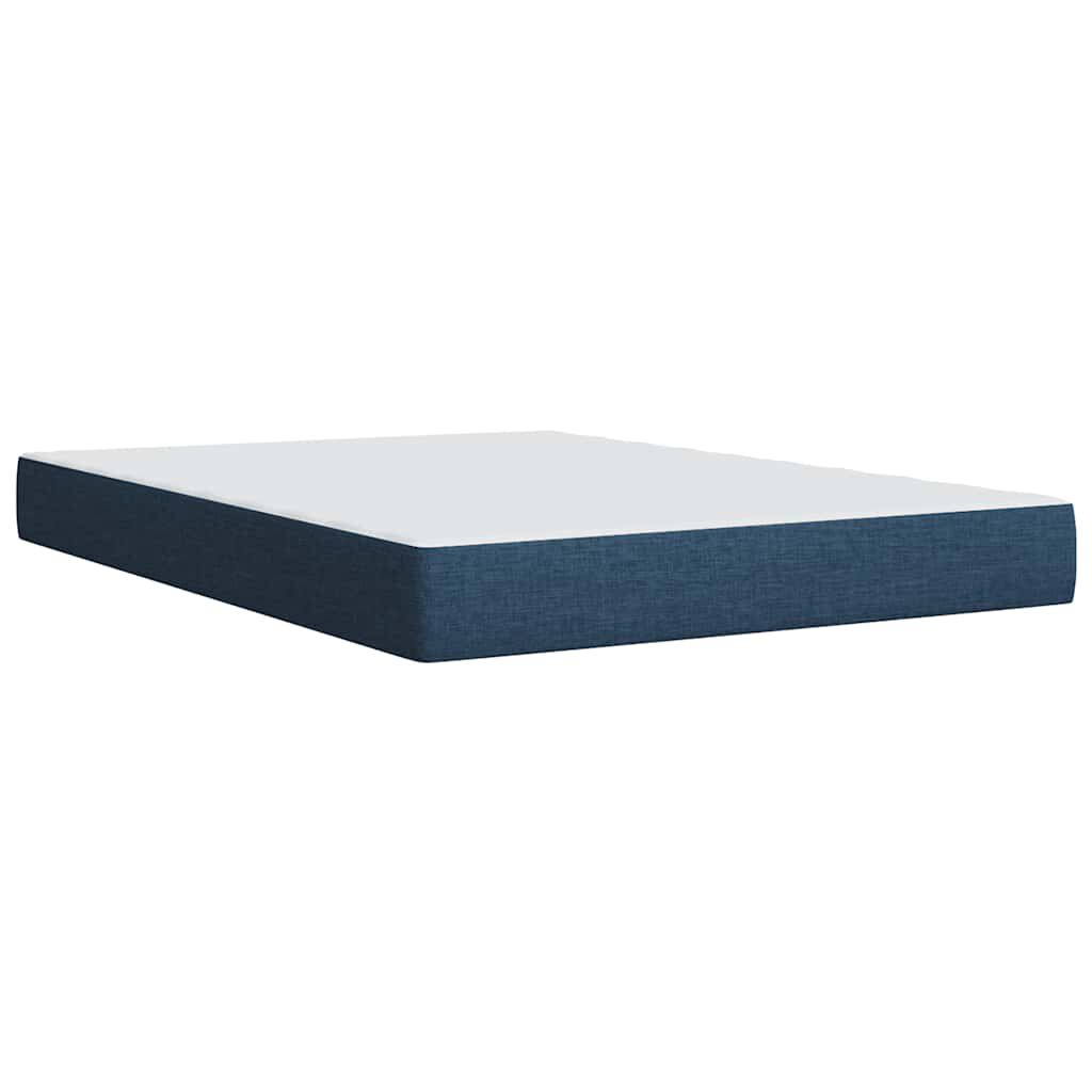 vidaXL Κρεβάτι Boxspring με Στρώμα Μπλε 140x200 εκ. Υφασμάτινο