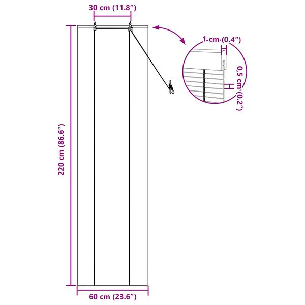 vidaXL Ρολά και Σκίες Παραθύρων Κίτρινο 60 x 220 εκ. Μπαμπού