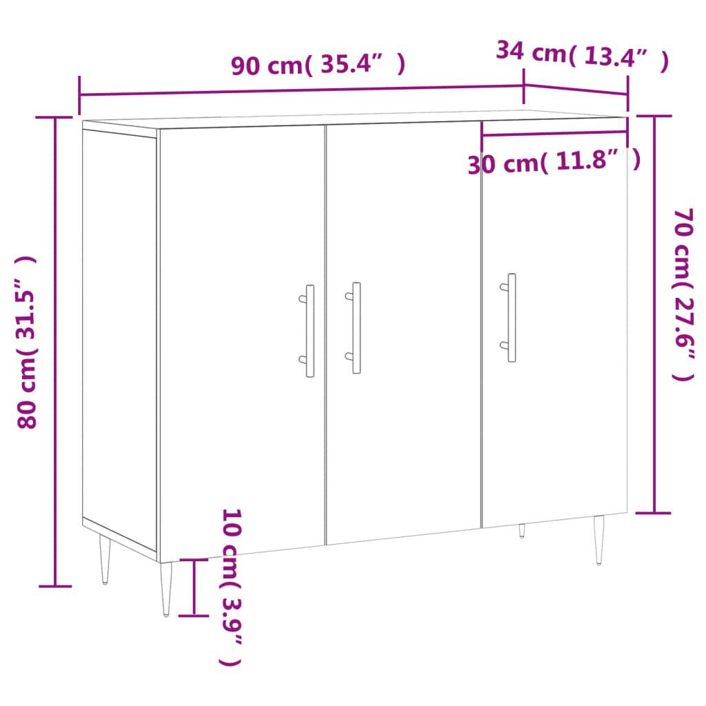 vidaXL Ντουλάπι Γκρι Sonoma 90 x 34 x 80 εκ. από Επεξεργασμένο Ξύλο