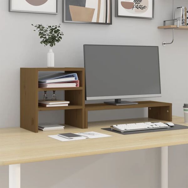 vidaXL Βάση Οθόνης Καφέ 81x20x30 εκ. από Μασίφ Ξύλο Πεύκου