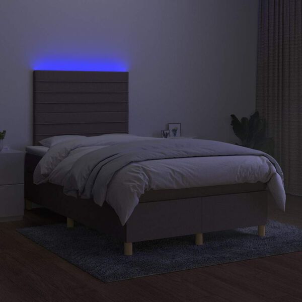 vidaXL &Kappa;&rho;&epsilon;&beta;ά&tau;&iota; Boxspring &mu;&epsilon; &Sigma;&tau;&rho;ώ&mu;&alpha; & LED Taupe 120x190 &epsilon;&kappa;. &Upsilon;&phi;&alpha;&sigma;&mu;ά&tau;&iota;&nu;&omicron;