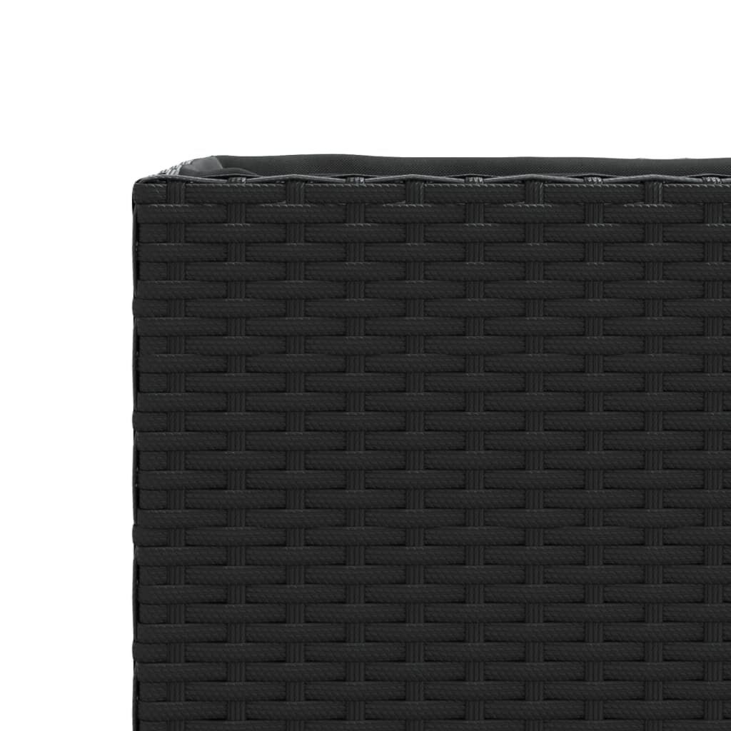 vidaXL Ζαρντινιέρα Κήπου Μαύρη 90x20x40εκ. Συνθ. Ρατάν με 2 Γλάστρες