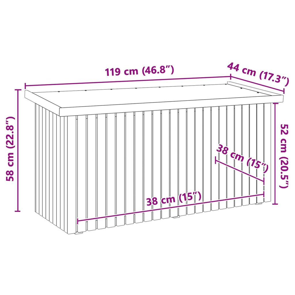vidaXL Κουτί Αποθήκευσης 119x44x58.5 εκ Επεξεργασμένο Ξύλο Πεύκου