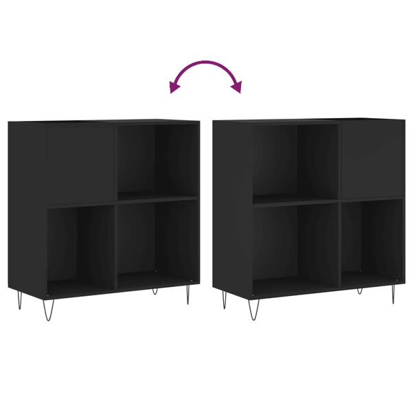 vidaXL Δισκοθήκη Μαύρη 84,5 x 38 x 89 εκ. από Επεξεργασμένο Ξύλο