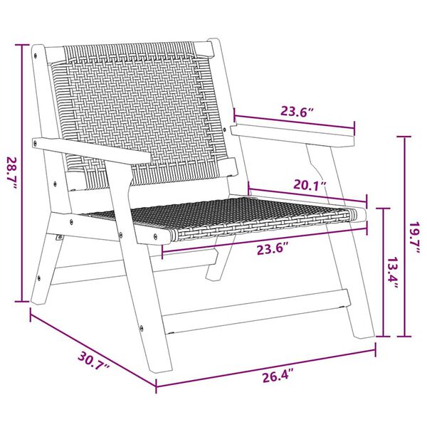 vidaXL Εξωτερικά Έπιπλα 2 pcs Μαύρο 67 x 78 x 73εκ Μασίφ ξύλο ακακίας