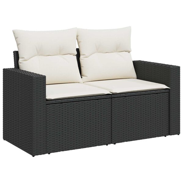 vidaXL Σετ Καναπέ Κήπου Ρυθμιζόμενο ύψος 9 pcs Μαύρο συνθετικό ρατάν