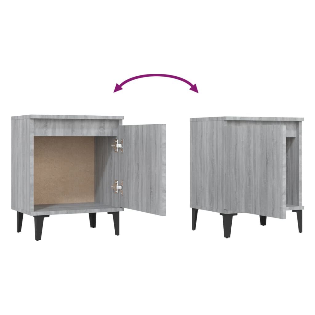 vidaXL Κομοδίνα Γκρι Sonoma 40 x 30 x 50 εκ. με Μεταλλικά Πόδια