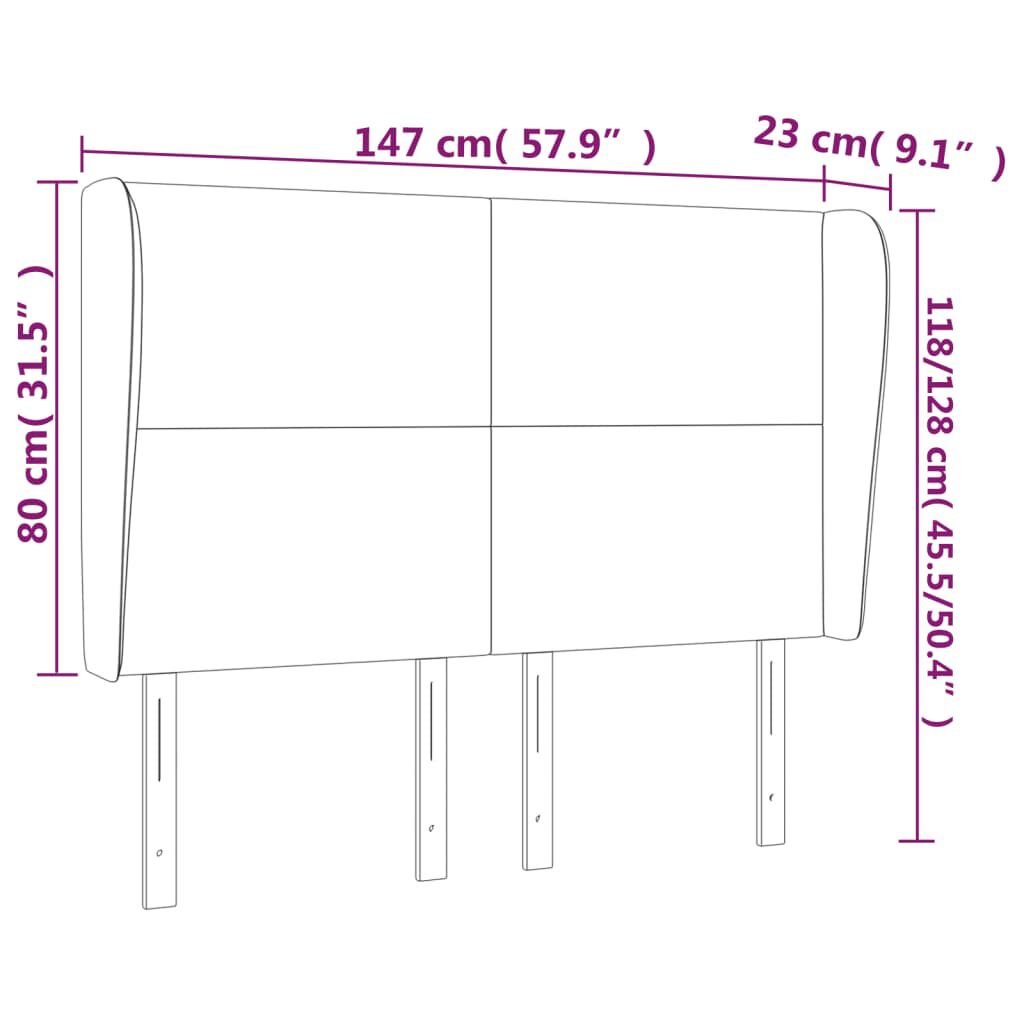 vidaXL Κεφαλάρι με Πτερύγια Μπλε 147x23x118/128 εκ. Υφασμάτινο