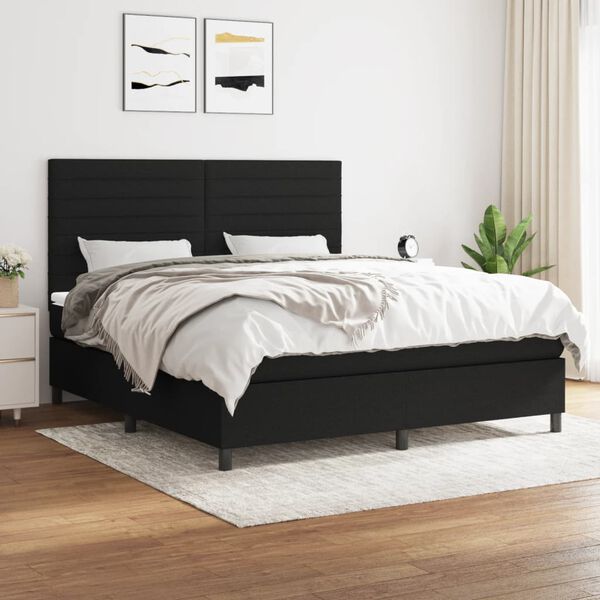 vidaXL &Kappa;&rho;&epsilon;&beta;ά&tau;&iota; Boxspring &mu;&epsilon; &Sigma;&tau;&rho;ώ&mu;&alpha; &Mu;&alpha;ύ&rho;&omicron; 160x200 &epsilon;&kappa;. &Upsilon;&phi;&alpha;&sigma;&mu;ά&tau;&iota;&nu;&omicron;