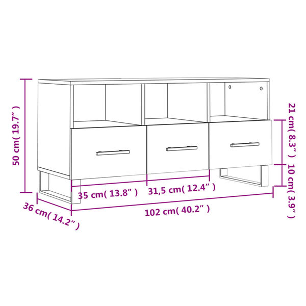 vidaXL Έπιπλο Τηλεόρασης Λευκό 102 x 36 x 50 εκ. από Επεξεργ. Ξύλο