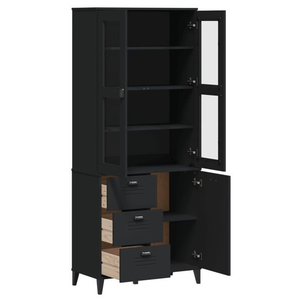 vidaXL Ντουλάπι Ψηλό VIKEN Μαύρος 80x40x190 εκ. από Μασίφ Ξύλο Πεύκου