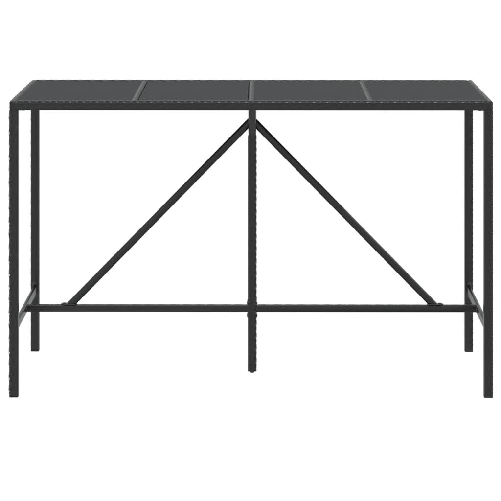 vidaXL Τραπέζι Μπαρ με Γυάλ. Επιφάνεια Μαύρο 180x70x110 εκ Συνθ. Ρατάν