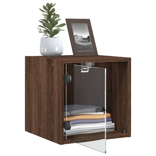 vidaXL Κομοδίνα 2 τεμ. Καφέ Δρυς 35x37x35 εκ. με Γυάλινες Πόρτες