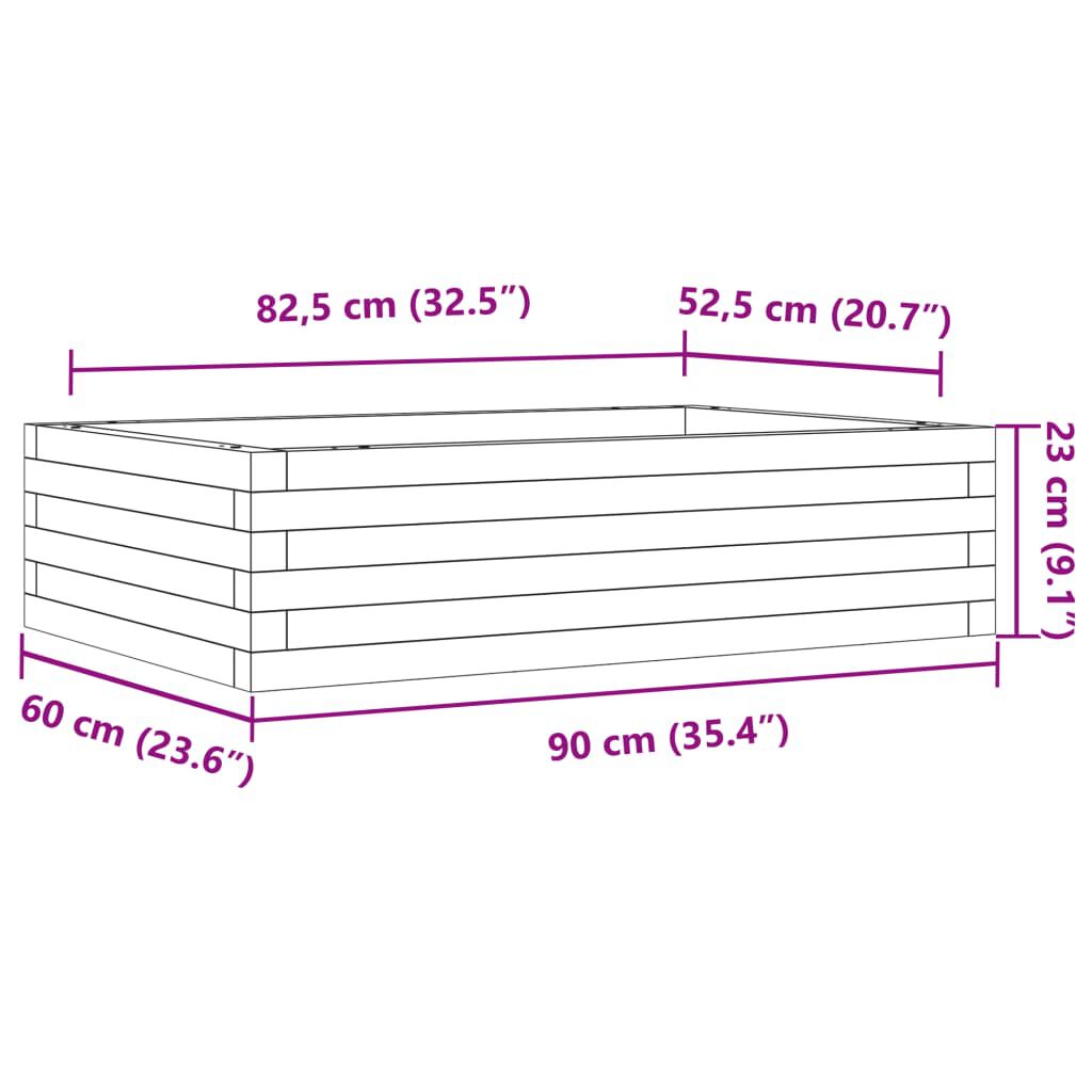 vidaXL Ζαρντινιέρα Λευκή 90x60x23 εκ. από Μασίφ Ξύλο Πεύκου