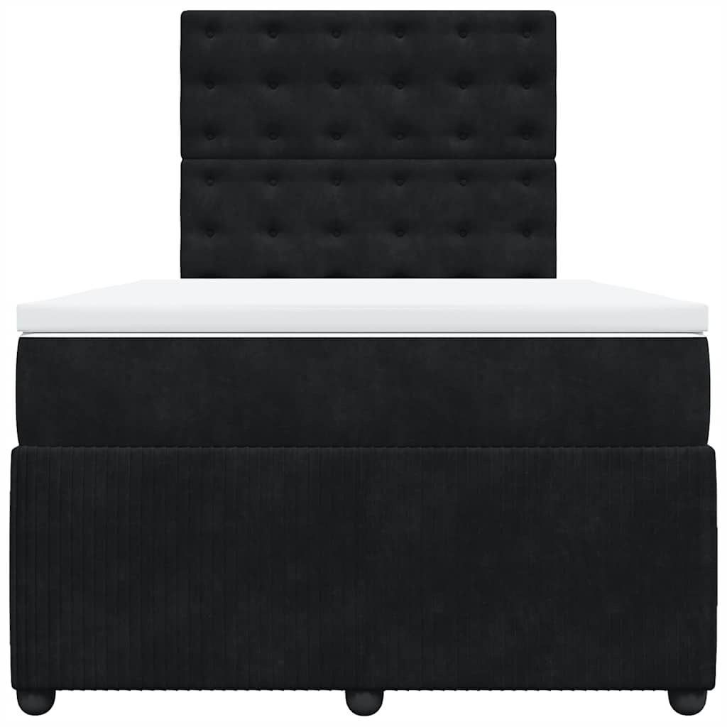 vidaXL Κρεβάτι Boxspring με Στρώμα Μαύρο 120 x 200 εκ. Βελούδινο