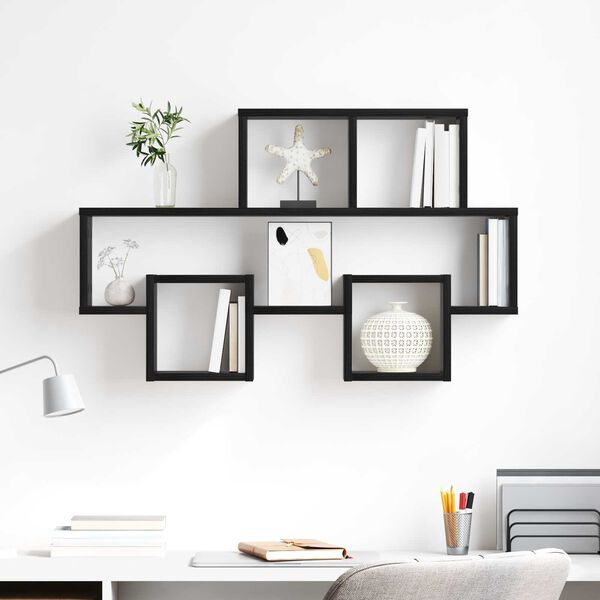 vidaXL Ράφι Τοίχου Μαύρη Δρυς 82 x 15 x 51 εκ. Επεξεργασμένο ξύλο